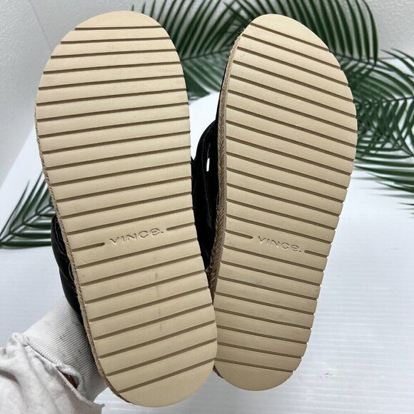 Vince Black Leather Open Round Toe Espadrille Platform Sandals Size 9.5M NWOB - Picture 9 of 10